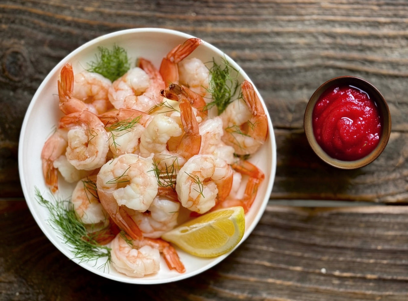 Poached Shrimp with Cocktail Sauce by the Pound