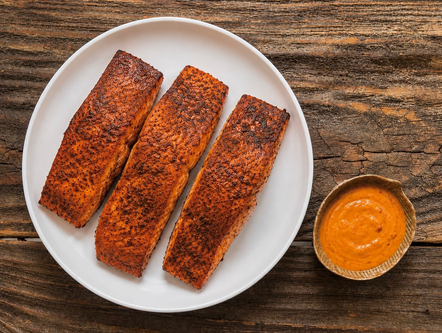 BBQ Rubbed Salmon with Hot Honey Aioli by the Pound