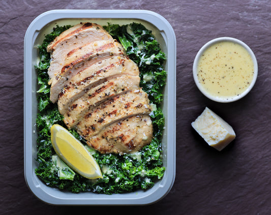 Kale Caesar Salad with Grilled Chicken