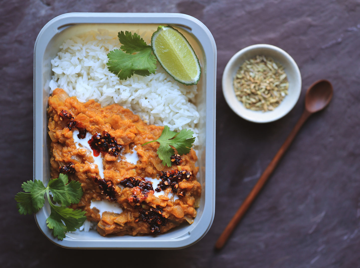 Lentil Dahl over Jasmine Rice