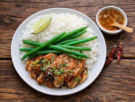 Korean BBQ Chicken Thighs with String Beans