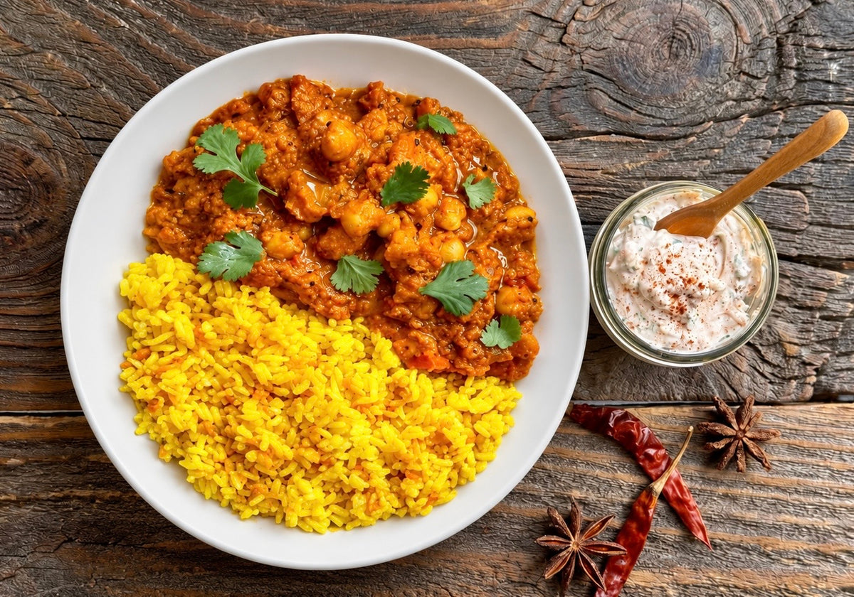 Channa Masala with Turmeric Rice