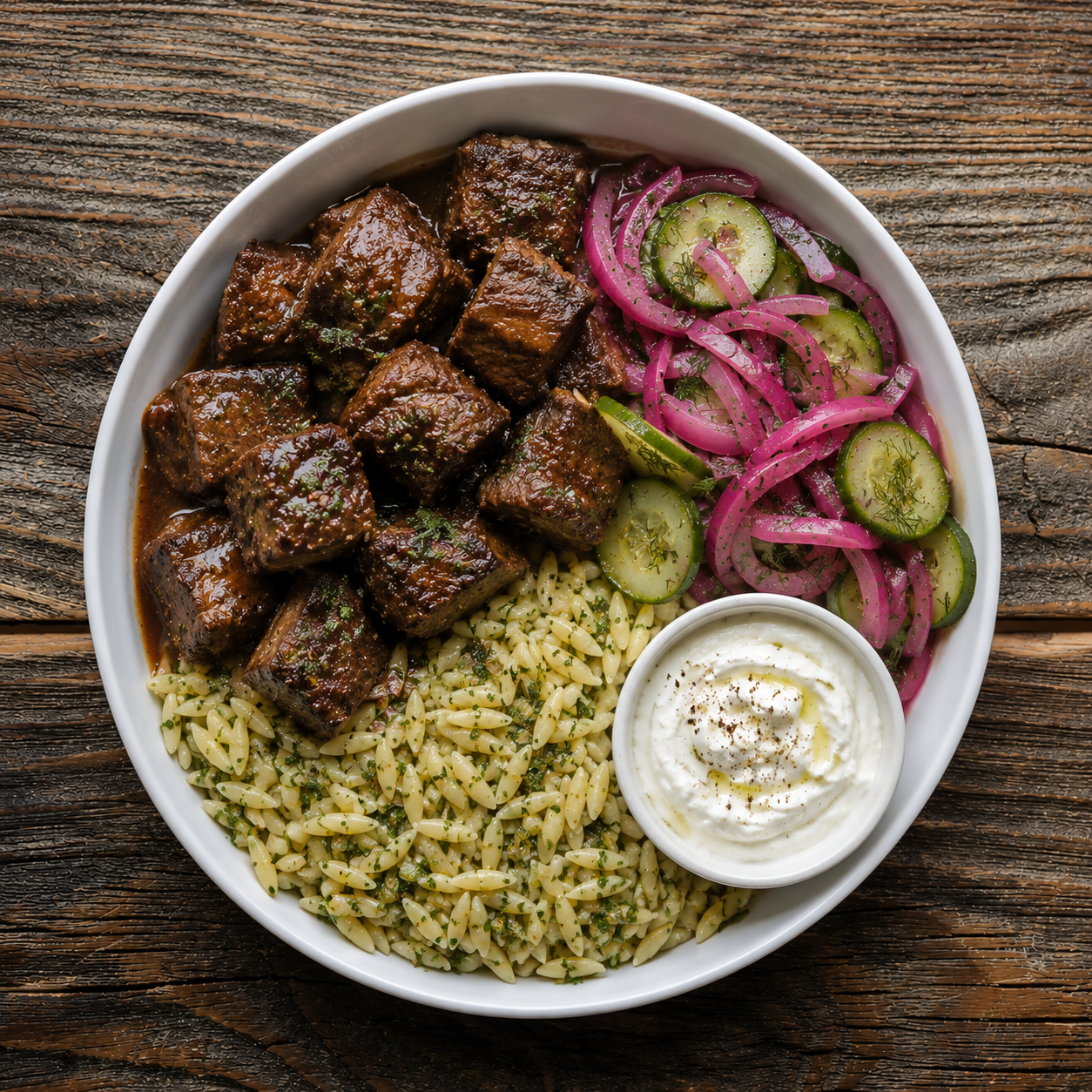 Mediterranean Braised Lamb with Orzo Salad