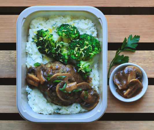 Beef Meatloaf over Mashed Potatoes with Broccoli