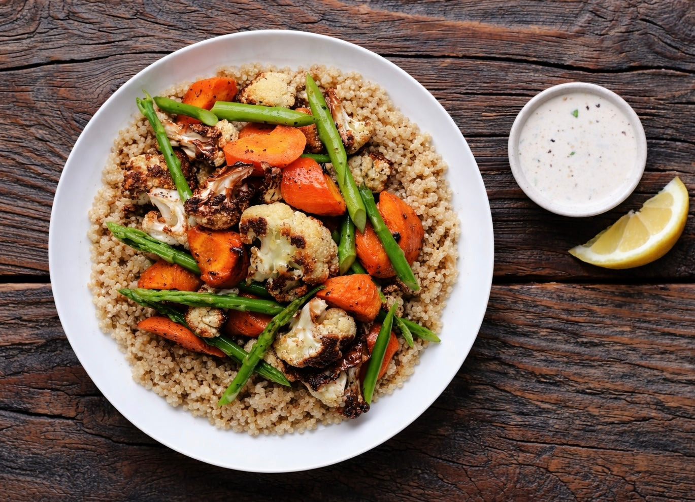 Roasted Veggie Quinoa Bowl with Lemon Tahini