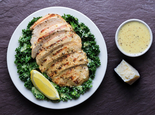 Kale Caesar Salad with Grilled Chicken