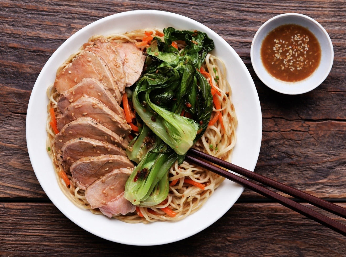 Sesame Ginger Pork Tenderloin with Wheat Noodles
