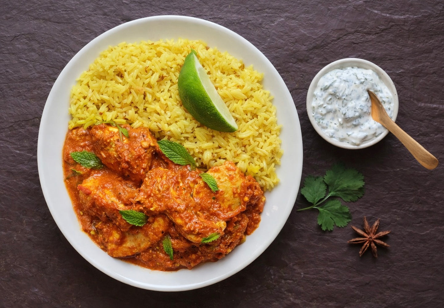 Chicken Tikka Masala & Rice with Herbed Yogurt
