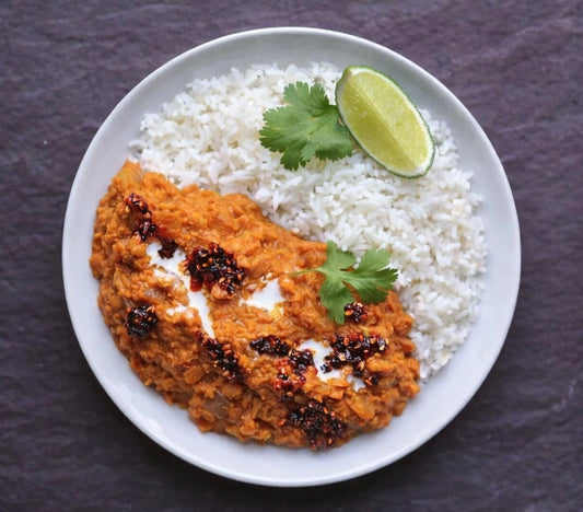 Lentil Dahl over Jasmine Rice
