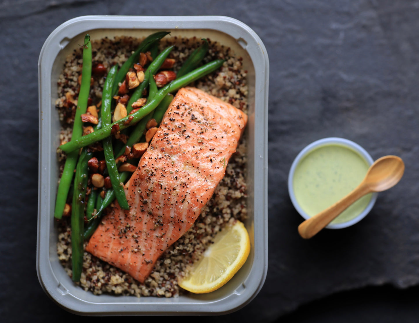 Roasted Salmon with Quinoa and Green Beans