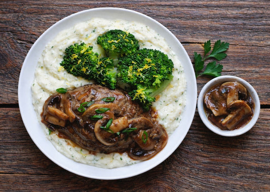 Beef Meatloaf over Mashed Potatoes with Broccoli