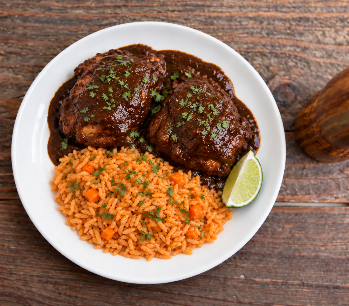 Guatemalan Chicken Mole with Annatto Rice