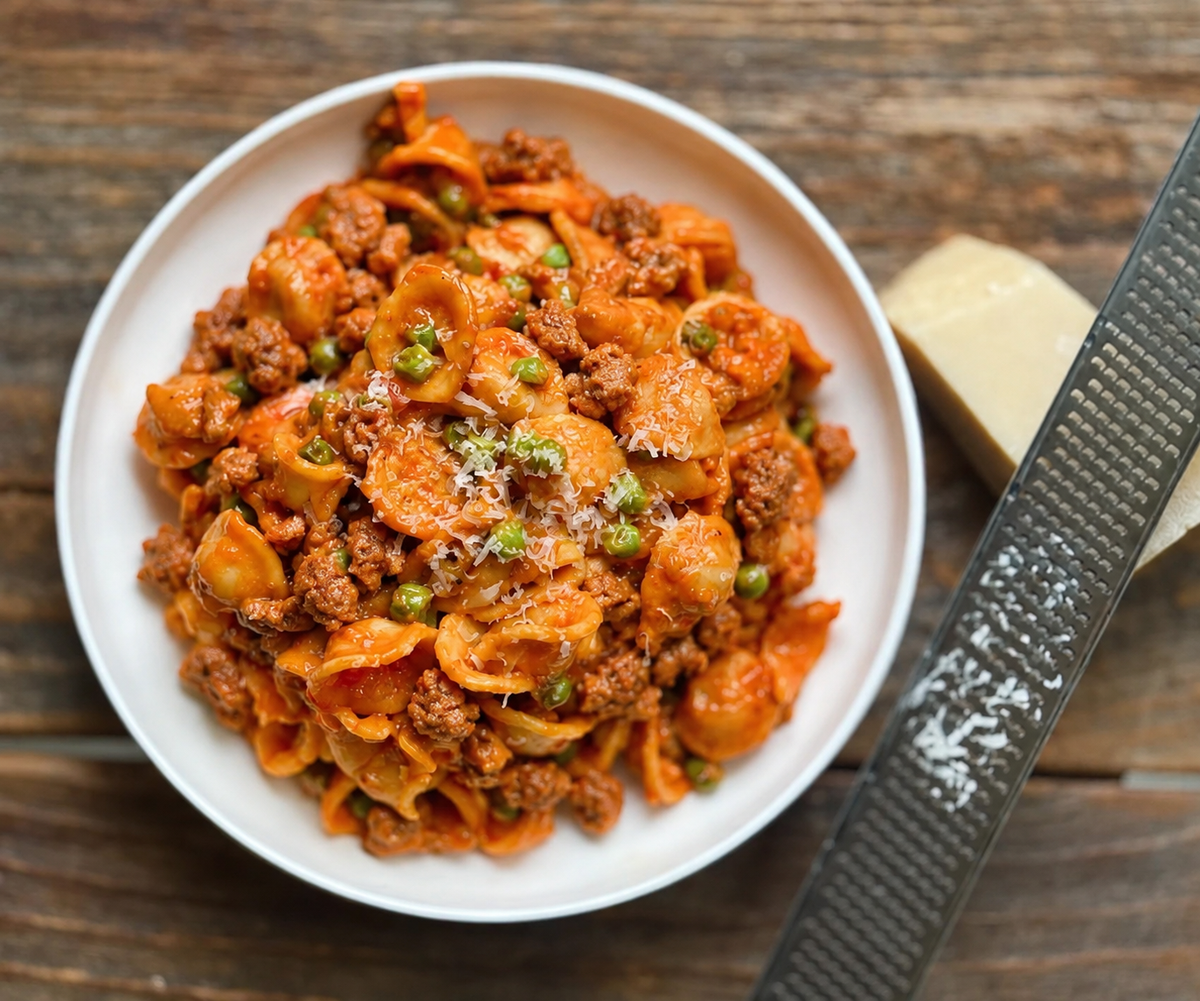 Orecchiette with Sausage and Peas