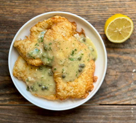 Chicken Francese with Lemon Caper Sauce by the Pound