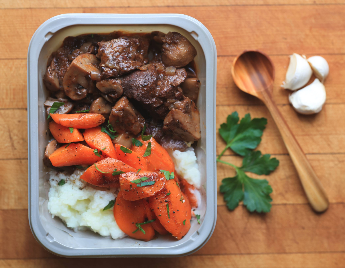 Braised Lamb & Mushrooms with Mashed Potatoes