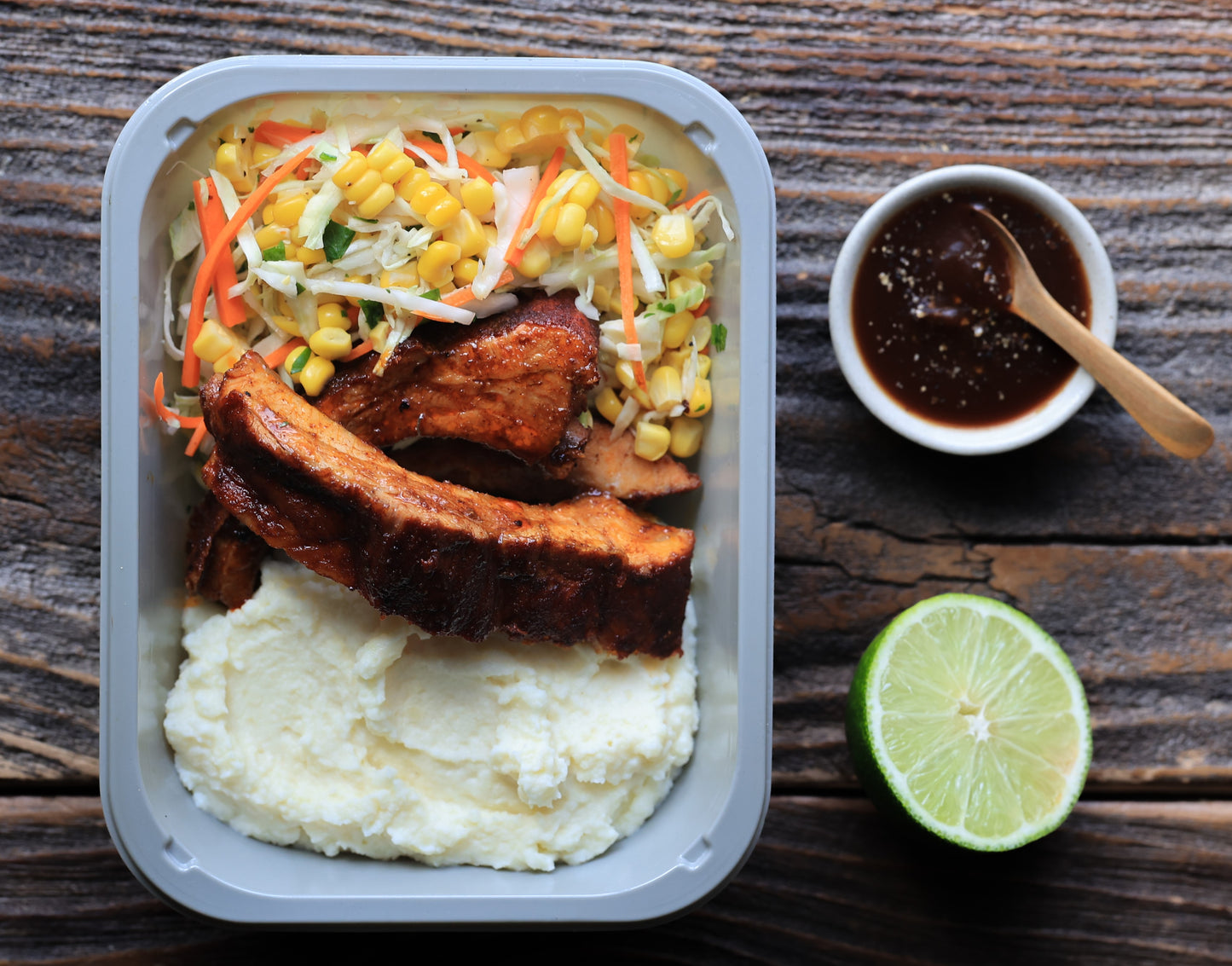 BBQ Baby Back Pork Ribs with Sweet Corn Slaw