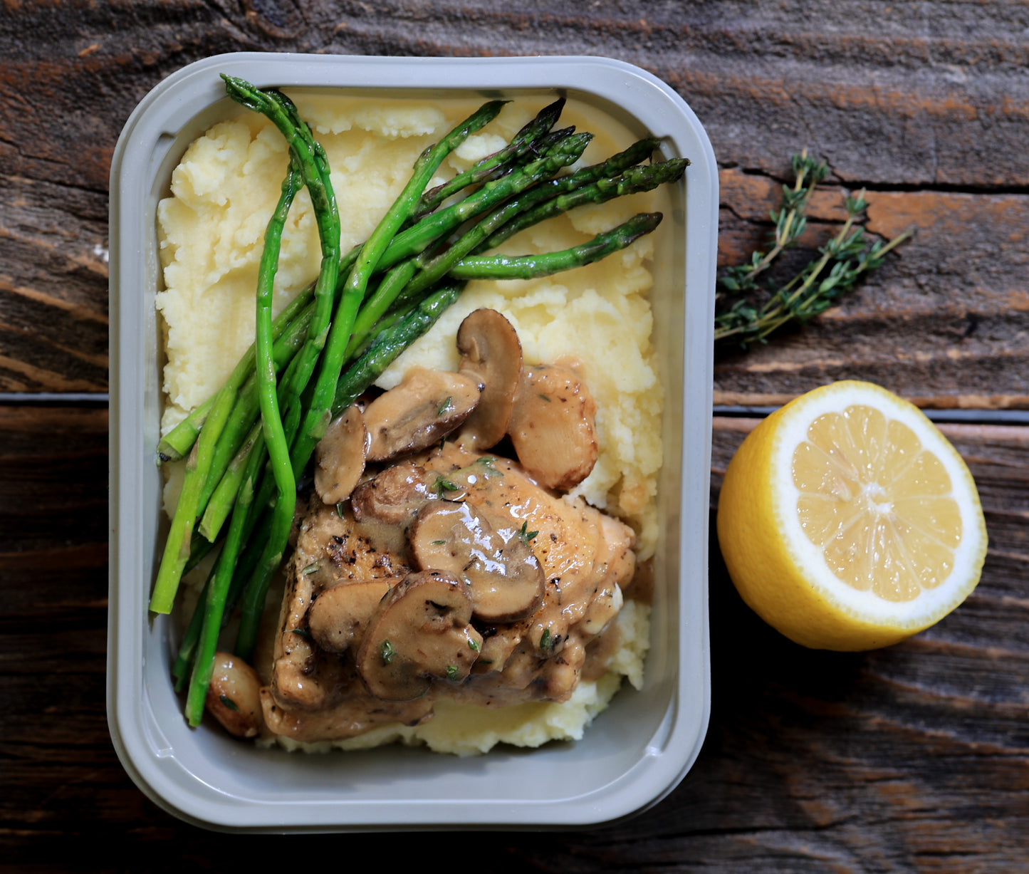 Roasted Chicken Thighs over Mashed Potatoes with Gravy